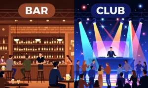 difference between bar and club