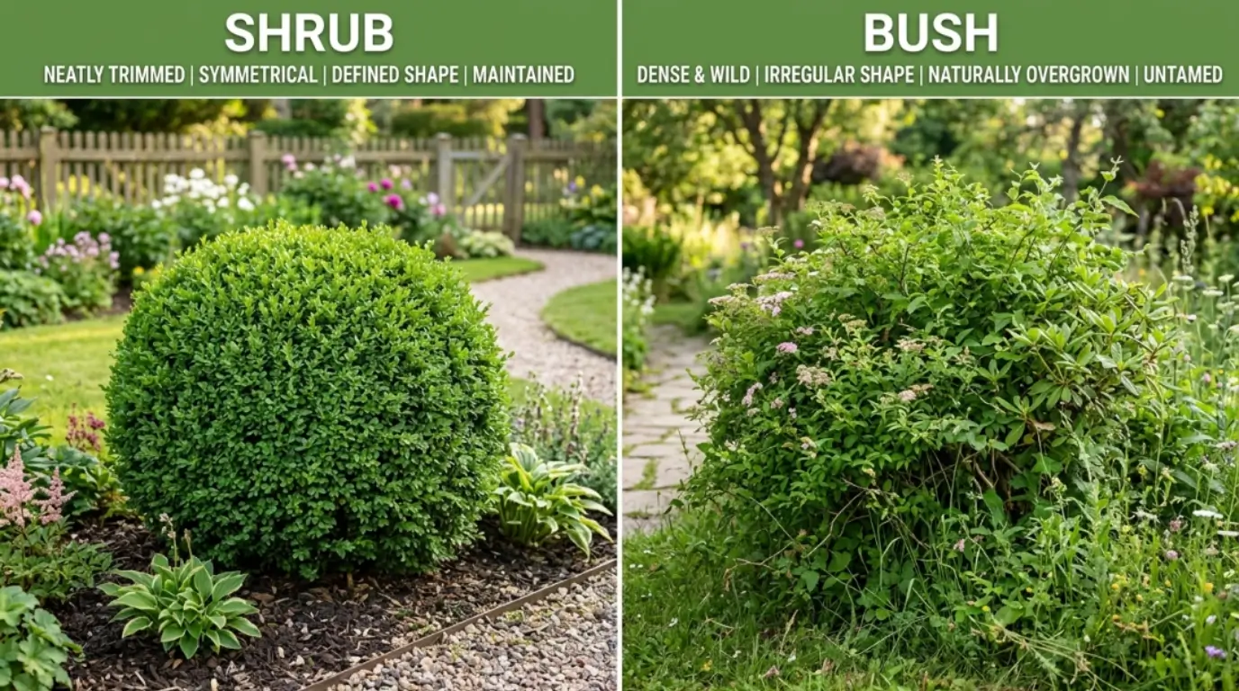 difference between shrub and bush