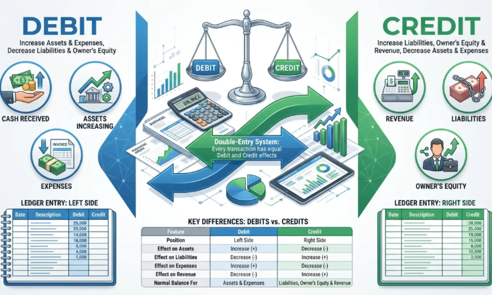difference between debits and credits