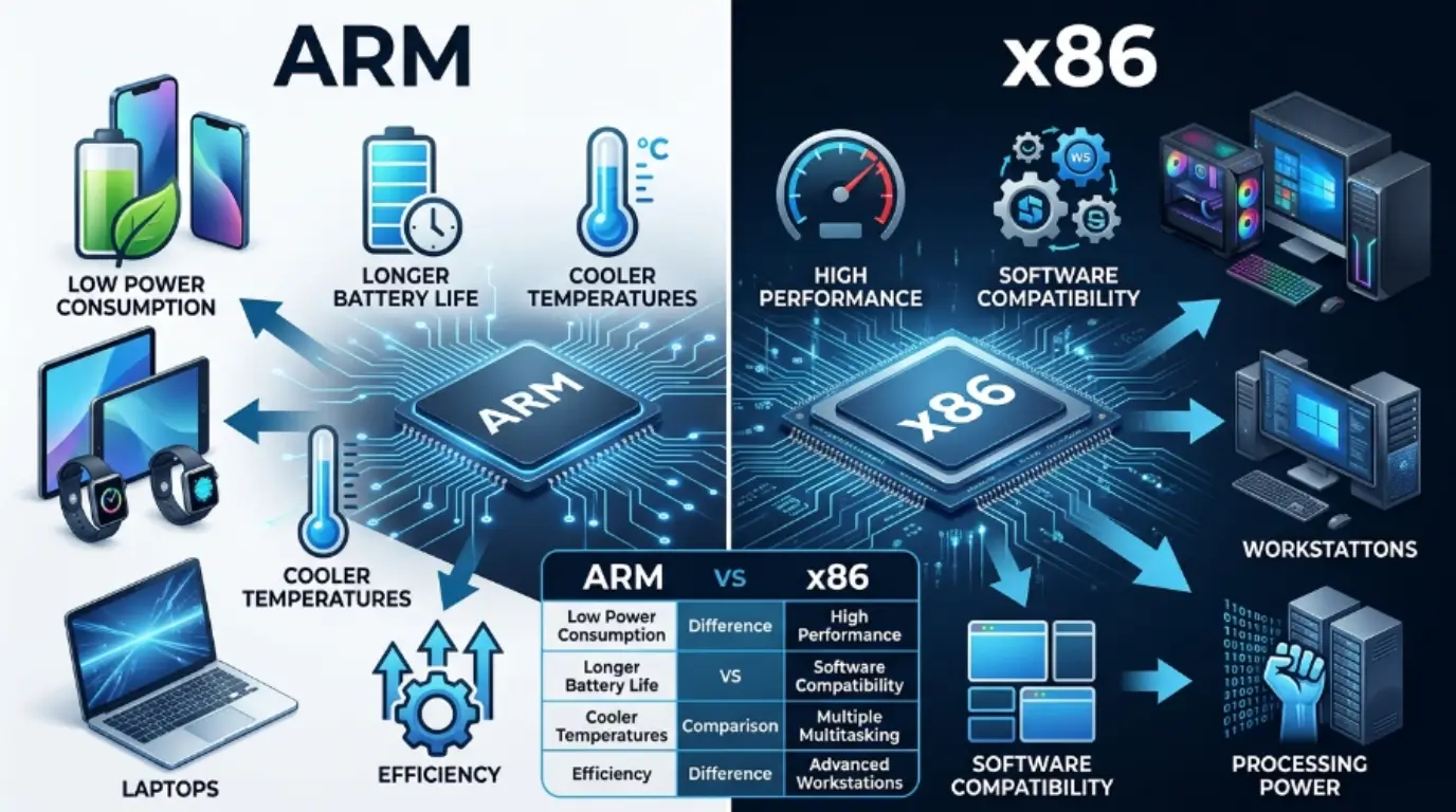 difference between arm and x86
