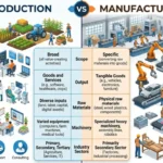 difference between production and manufacturing
