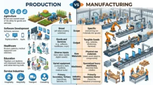 difference between production and manufacturing